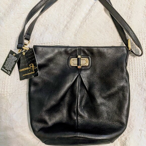 B. Makowsky Black Leather Purse - Picture 1 of 5